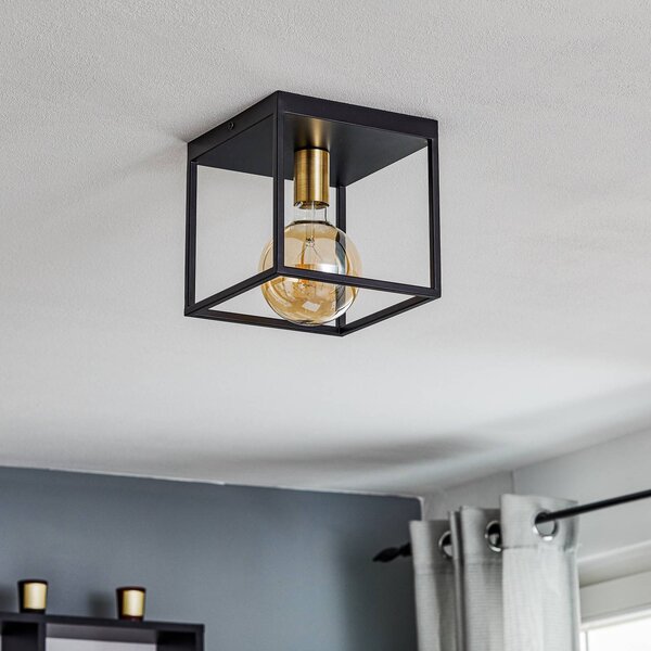 Lucide Lampa sufitowa Ruben, możliwość ściemniania, czarny, salon / jadalnia, metal, nowoczesny