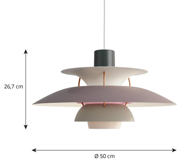 Louis Poulsen Lampa wisząca designerska PH 5, możliwość ściemniania, aluminiowy / szary / cynkowy, salon / jadalnia, aluminium, design