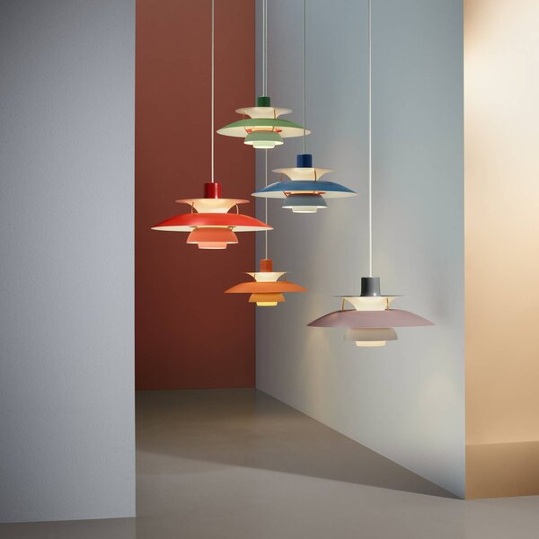 Louis Poulsen Lampa wisząca designerska PH 5, możliwość ściemniania, zielony, salon / jadalnia, aluminium, design
