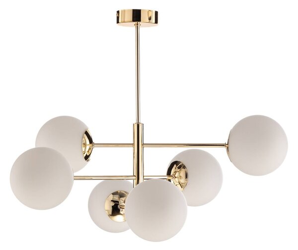 Lampa wisząca szklana Aurora Euluna, możliwość ściemniania, mosiężny / złoty, salon / jadalnia, metal