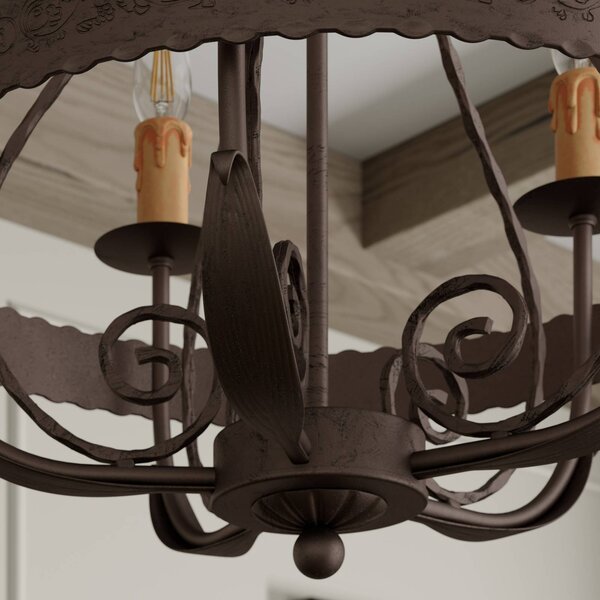Żyrandol Loara Luminex, możliwość ściemniania, brązowy / mosiężny, salon / jadalnia, metal, dworkowy / rustykalny