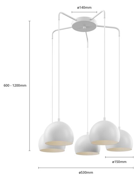 Lampa wisząca Sool Luminex, możliwość ściemniania, biały / opal, salon / jadalnia, metal
