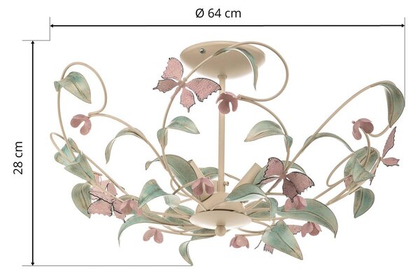 Lampa sufitowa Butterfly Luminex, możliwość ściemniania, salon / jadalnia, stal szlachetna, florentyński