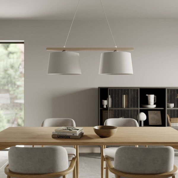 Lampa wisząca Sweden Lamkur, możliwość ściemniania, salon / jadalnia, drewno
