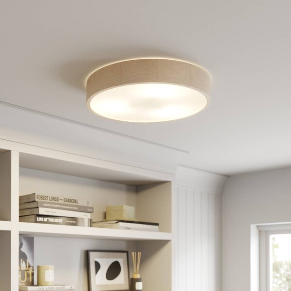 Lampa sufitowa Kerio Envostar, możliwość ściemniania, biały / opal, salon / jadalnia, drewno, nowoczesny