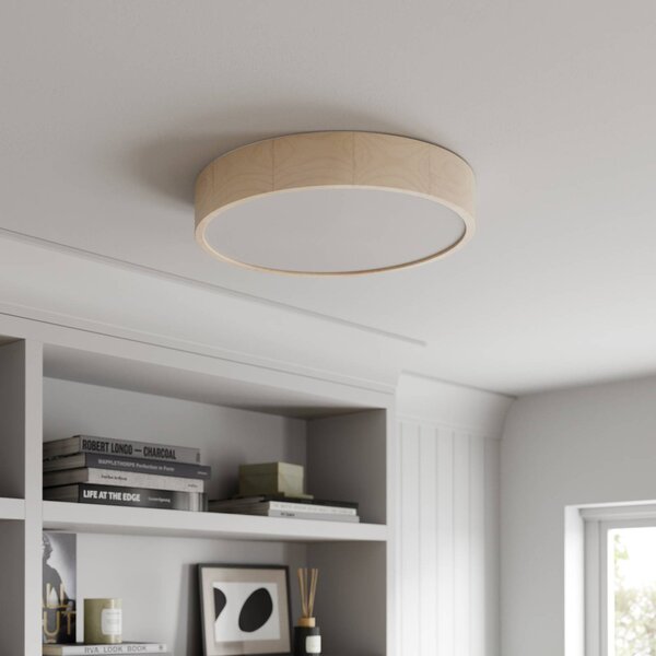 Lampa sufitowa Kerio Envostar, możliwość ściemniania, biały / opal, salon / jadalnia, drewno, nowoczesny
