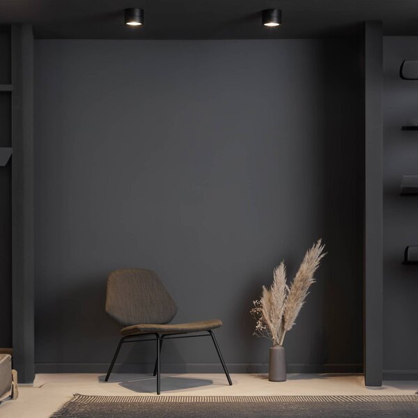 LOOM DESIGN Reflektor sufitowy LED Ray Ø9,3cm 13W czarny Ray, możliwość ściemniania, czarny, salon / jadalnia, aluminium, nowoczesny