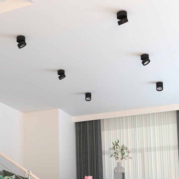 LOOM DESIGN Reflektor sufitowy LED Ray Ø9,3cm 13W czarny Ray, możliwość ściemniania, czarny, salon / jadalnia, aluminium, nowoczesny