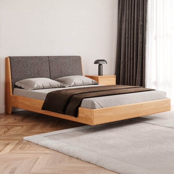 Łóżko tapicerowane Lumo 160×200 dąb, lakier mat, Storm 97 – Outlet Dąb 160x200 cm Lakier matowy STORM 97 Danzz