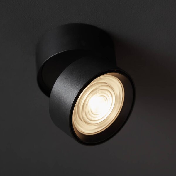 LOOM DESIGN Reflektor sufitowy LED Ray Ø9,3cm 13W czarny Ray, możliwość ściemniania, czarny, salon / jadalnia, aluminium, nowoczesny