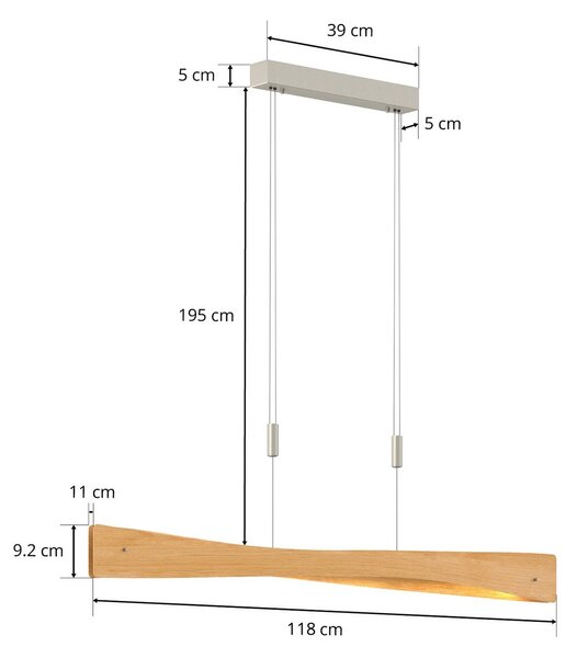 Lampa wisząca Lian Quitani, możliwość ściemniania, jasne drewno, salon / jadalnia, drewno, design