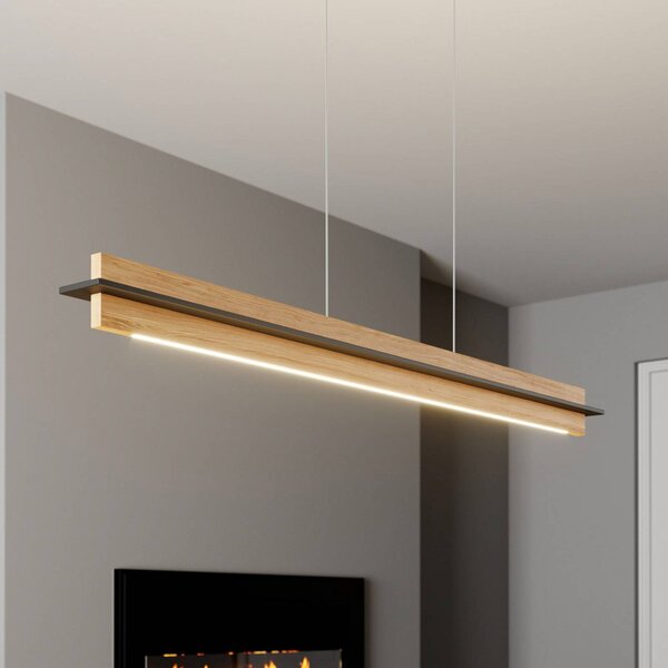 Lampa wisząca Lexa Quitani, możliwość ściemniania, jasne drewno, salon / jadalnia, drewno, nowoczesny