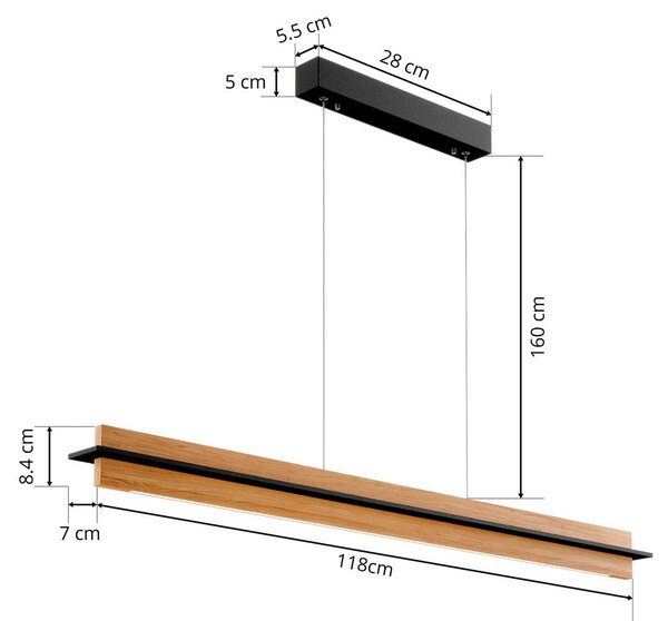Lampa wisząca Lexa Quitani, możliwość ściemniania, jasne drewno, salon / jadalnia, drewno, nowoczesny