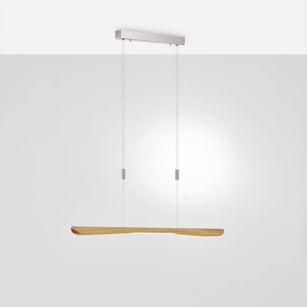 Lampa wisząca Hiba Quitani, możliwość ściemniania, jasne drewno, salon / jadalnia, drewno, nowoczesny