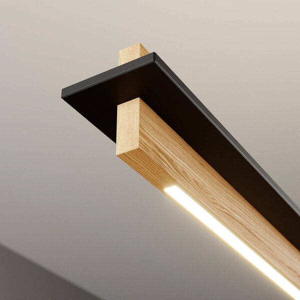 Lampa wisząca Lexa Quitani, możliwość ściemniania, jasne drewno, salon / jadalnia, drewno, nowoczesny