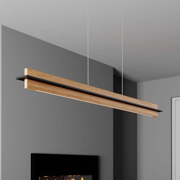 Lampa wisząca Lexa Quitani, możliwość ściemniania, jasne drewno, salon / jadalnia, drewno, nowoczesny