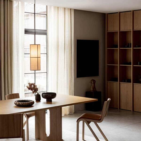 Audo Copenhagen Lampa wisząca designerska Hashira, możliwość ściemniania, kremowy / amber, salon / jadalnia, tkanina / materiał / jedwab, design