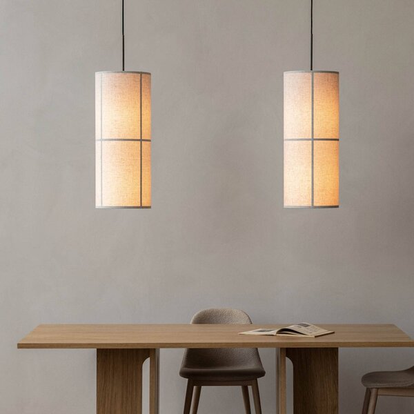 Audo Copenhagen Lampa wisząca designerska Hashira, możliwość ściemniania, kremowy / amber, salon / jadalnia, tkanina / materiał / jedwab, design