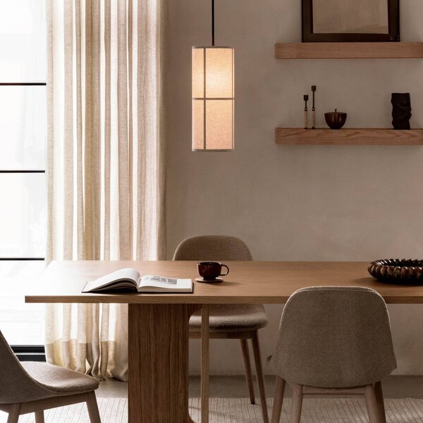 Audo Copenhagen Lampa wisząca designerska Hashira, możliwość ściemniania, kremowy / amber, salon / jadalnia, tkanina / materiał / jedwab, design