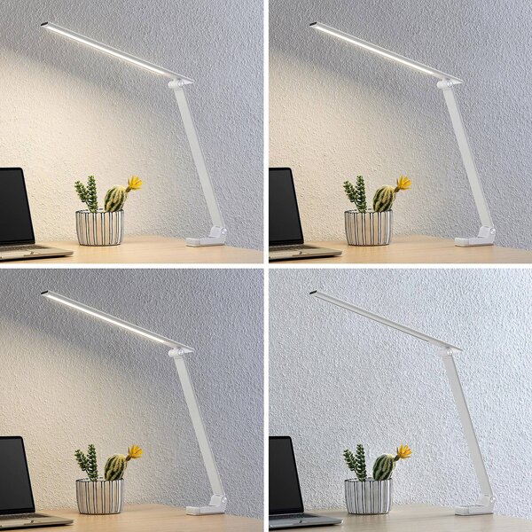 Lampa biurkowa LED Tamarin PRIOS, możliwość ściemniania, biały / opal, biuro, tworzywo sztuczne, nowoczesny