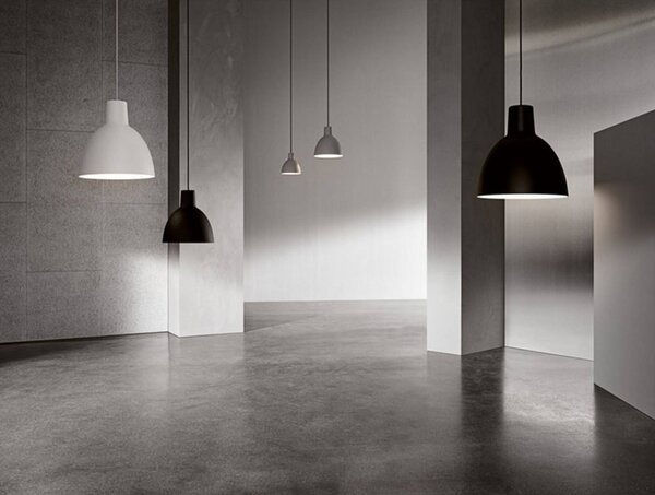 Louis Poulsen Lampa wisząca Toldbod 250, możliwość ściemniania, aluminiowy / szary / cynkowy, salon / jadalnia, aluminium, design