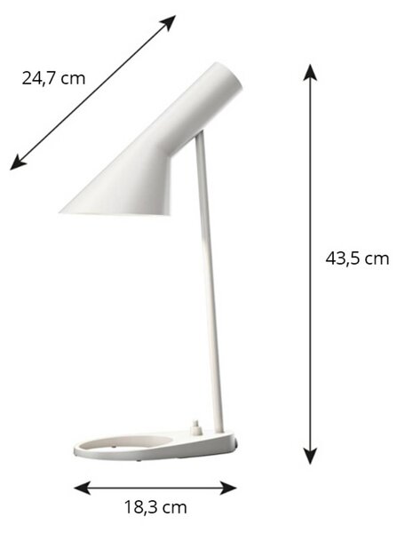 Louis Poulsen Lampa stołowa AJ Mini, biały / opal, salon / jadalnia, metal, design