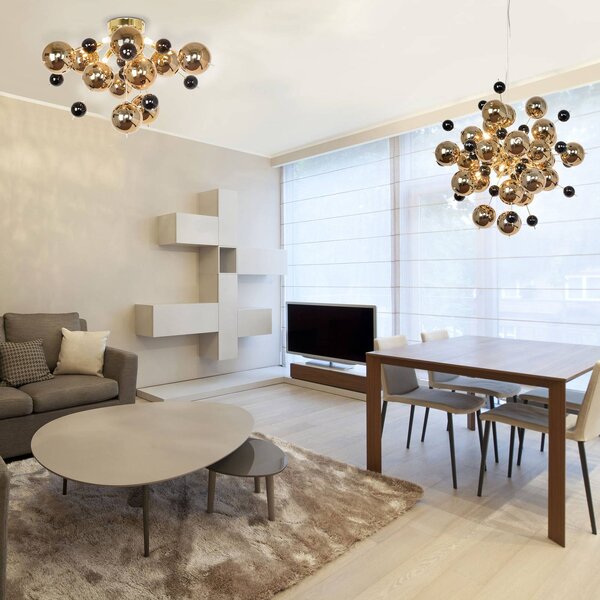 Näve Lampa wisząca szklana Explosion, możliwość ściemniania, mosiężny / złoty, salon / jadalnia, szkło