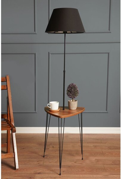Czarno-naturalna lampa stojąca z tekstylnym kloszem (wysokość 147 cm) – Opviq lights