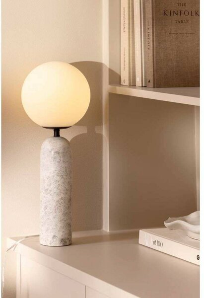Globen Lighting Lampa stołowa Torrano, aluminiowy / szary / cynkowy, salon / jadalnia, kamień, design
