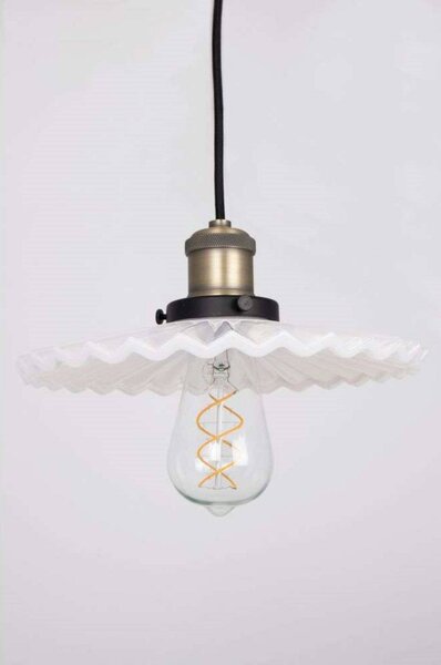 Globen Lighting Lampa wisząca COBBLER, możliwość ściemniania, biały / opal, salon / jadalnia, szkło, vintage
