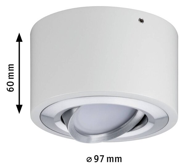 Paulmann Lampa sufitowa LED Argun, biała, Ø 10 cm, metal możliwość ściemniania, biały / opal, salon / jadalnia, metal, nowoczesny