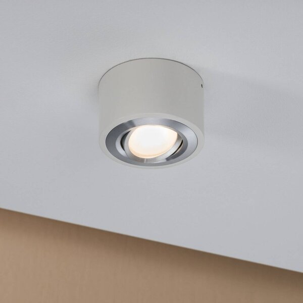 Paulmann Lampa sufitowa LED Argun, biała, Ø 10 cm, metal możliwość ściemniania, biały / opal, salon / jadalnia, metal, nowoczesny