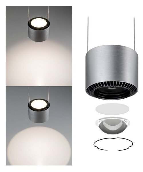 Paulmann Lampa wisząca Aldan, możliwość ściemniania, aluminiowy / szary / cynkowy, salon / jadalnia, aluminium, nowoczesny