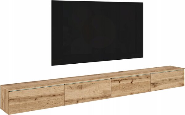 Nowoczesna szafka pod TV 300 cm do salonu z oświetleniem LED Dąb Wotan