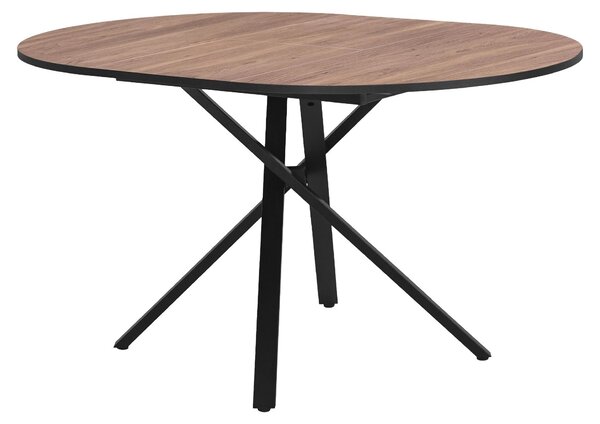 Stół rozkładany ML-Design, okrągły, 100–140 cm, w kolorze brązowym imitującym drewno; stół do jadalni dla 4–6 osób, stół kuchenny z stalową podstawą w kształcie litery X, nowoczesny stół