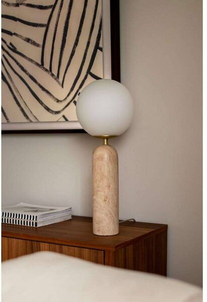 Globen Lighting Lampa stołowa Torrano, kremowy / amber, salon / jadalnia, kamień, design