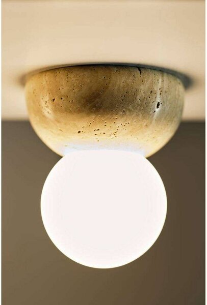 Globen Lighting Kinkiet Torrano, możliwość ściemniania, kremowy / amber, salon / jadalnia, kamień, design