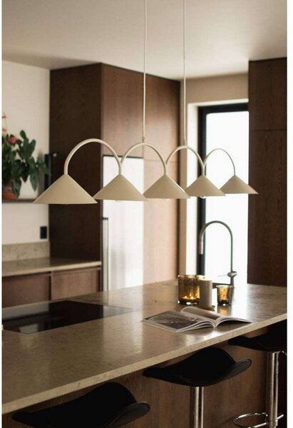 Globen Lighting Lampa wisząca CURVE 5, możliwość ściemniania, kremowy / amber, salon / jadalnia, metal, vintage