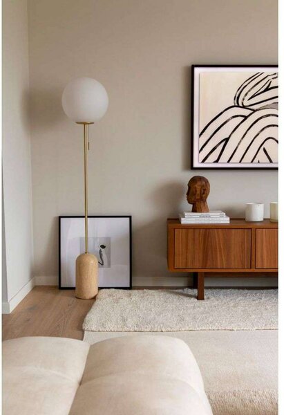 Globen Lighting Lampa stojąca Torrano, kremowy / amber, salon / jadalnia, kamień, design