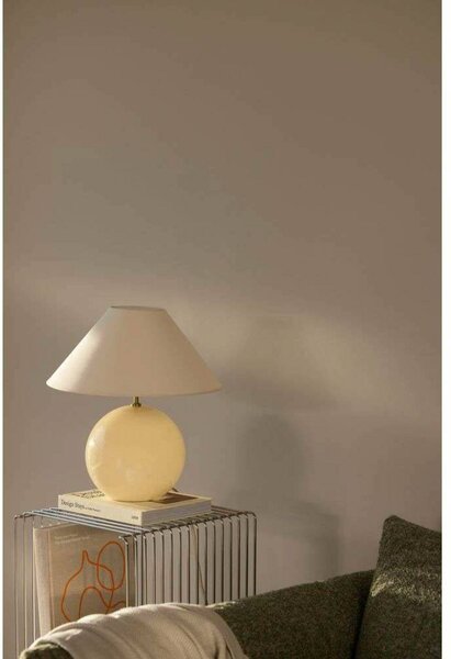 Globen Lighting Lampa stołowa IRIS, kremowy / amber, salon / jadalnia, tkanina / materiał / jedwab, vintage
