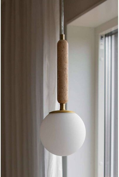 Globen Lighting Lampa wisząca Torrano, możliwość ściemniania, kremowy / amber, salon / jadalnia, kamień, design