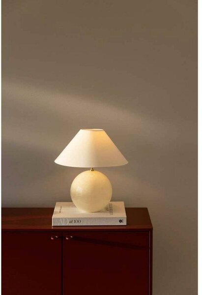 Globen Lighting Lampa stołowa IRIS, kremowy / amber, salon / jadalnia, tkanina / materiał / jedwab, vintage