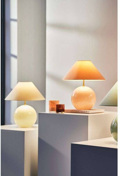 Globen Lighting Lampa stołowa IRIS, kremowy / amber, salon / jadalnia, tkanina / materiał / jedwab, vintage