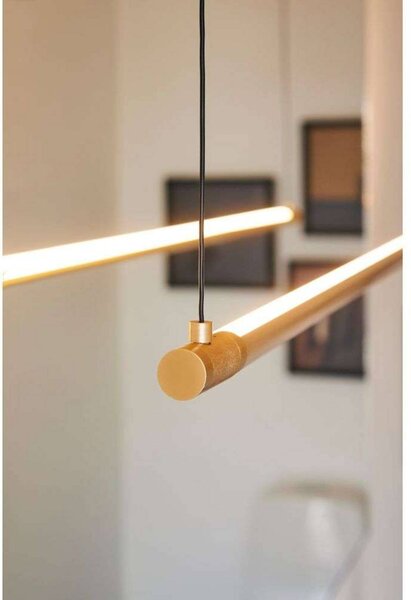 LOOM DESIGN Lampa wisząca Straw 200, możliwość ściemniania, mosiężny / złoty, salon / jadalnia, aluminium, nowoczesny