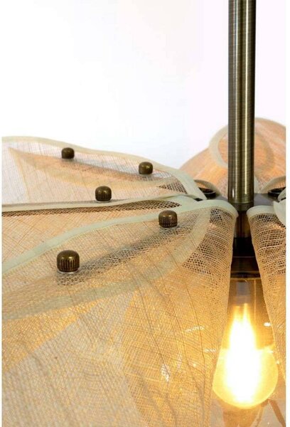 Markslöjd Lampa wisząca Styrka, możliwość ściemniania, kremowy / amber, salon / jadalnia, tkanina / materiał / jedwab