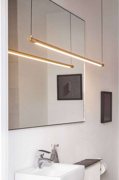 LOOM DESIGN Lampa wisząca Straw 200, możliwość ściemniania, mosiężny / złoty, salon / jadalnia, aluminium, nowoczesny