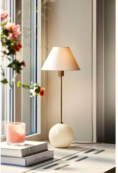 Globen Lighting Lampa stołowa IRIS, kremowy / amber, salon / jadalnia, tkanina / materiał / jedwab, vintage