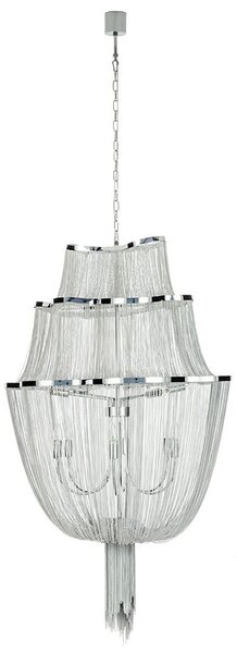 Glamour lampa wisząca Atlanta srebrna na łańcuchu do salonu