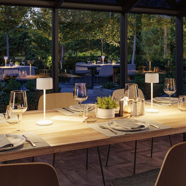 Paulmann lampa stołowa LED Else, biała, IP44, ściemniany możliwość ściemniania, biały / opal, salon / jadalnia, aluminium, nowoczesny