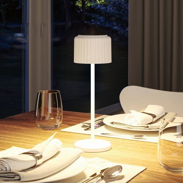 Paulmann lampa stołowa LED Else, biała, IP44, ściemniany możliwość ściemniania, biały / opal, salon / jadalnia, aluminium, nowoczesny